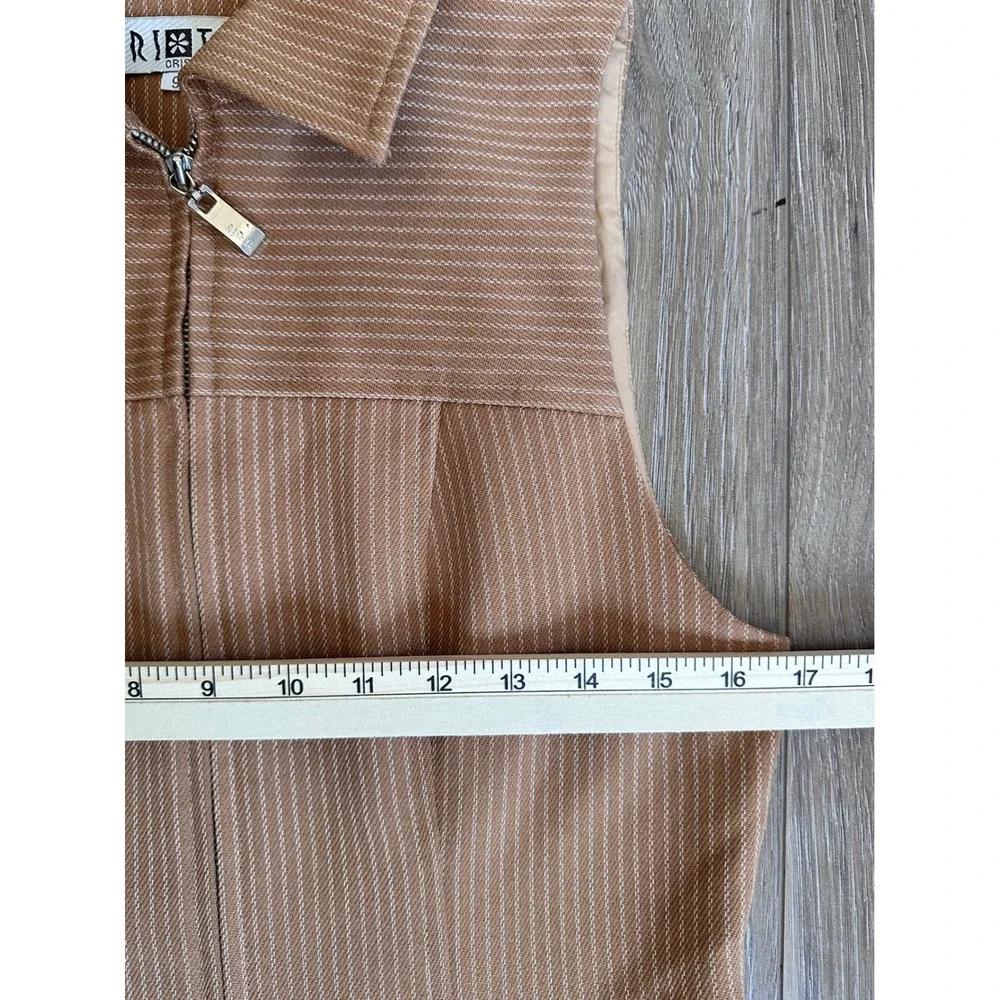 Rieta Oris Pinstripe Zip Front Dress 6 WMS VTG Old Money Artsy Retro Y2K Refined